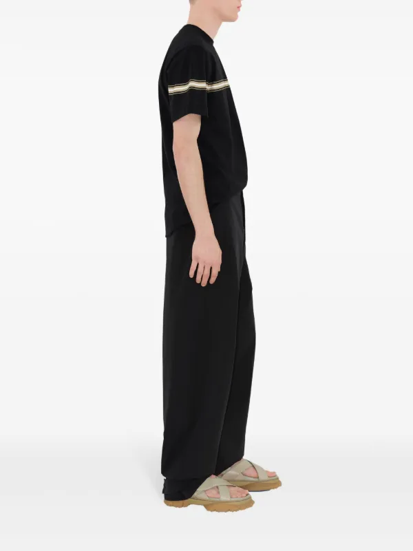 Burberry striped-detail Cotton T-shirt | Black | FARFETCH JO