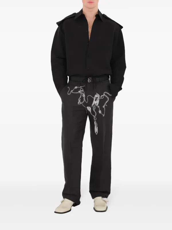 【送料&関税込】Burberry Logo Patch Straight-leg Trousers Burberry Straight Leg Trouser in Khaki & Milk | FWRD