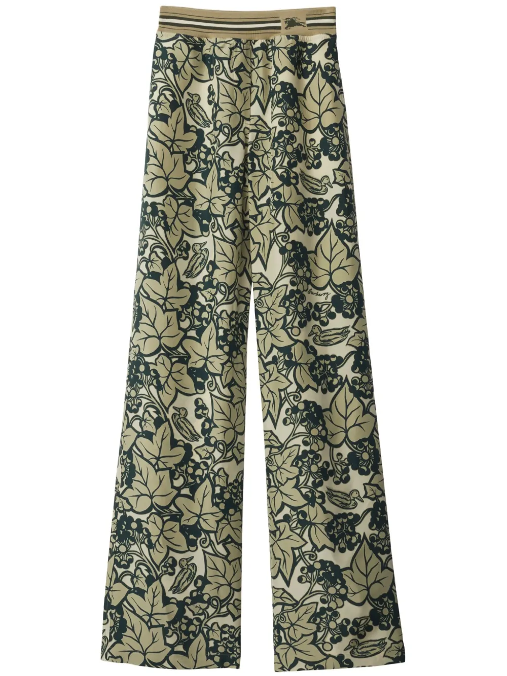 Burberry Graphic-print Silk Trousers In Neutrals