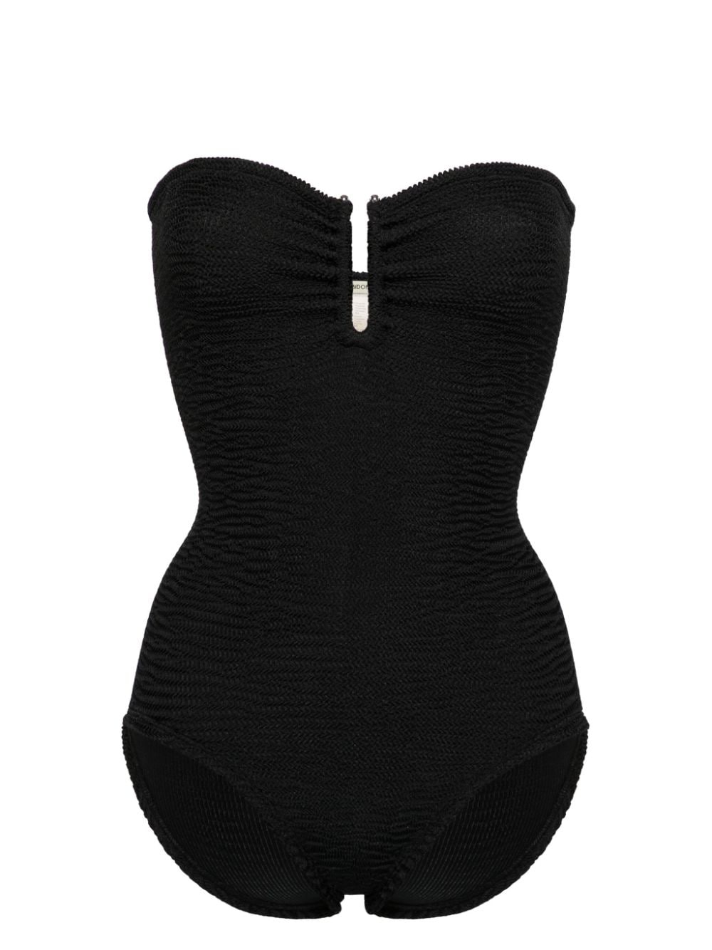 Paramidonna Frida Strapless Seersucker Swimsuit In Black