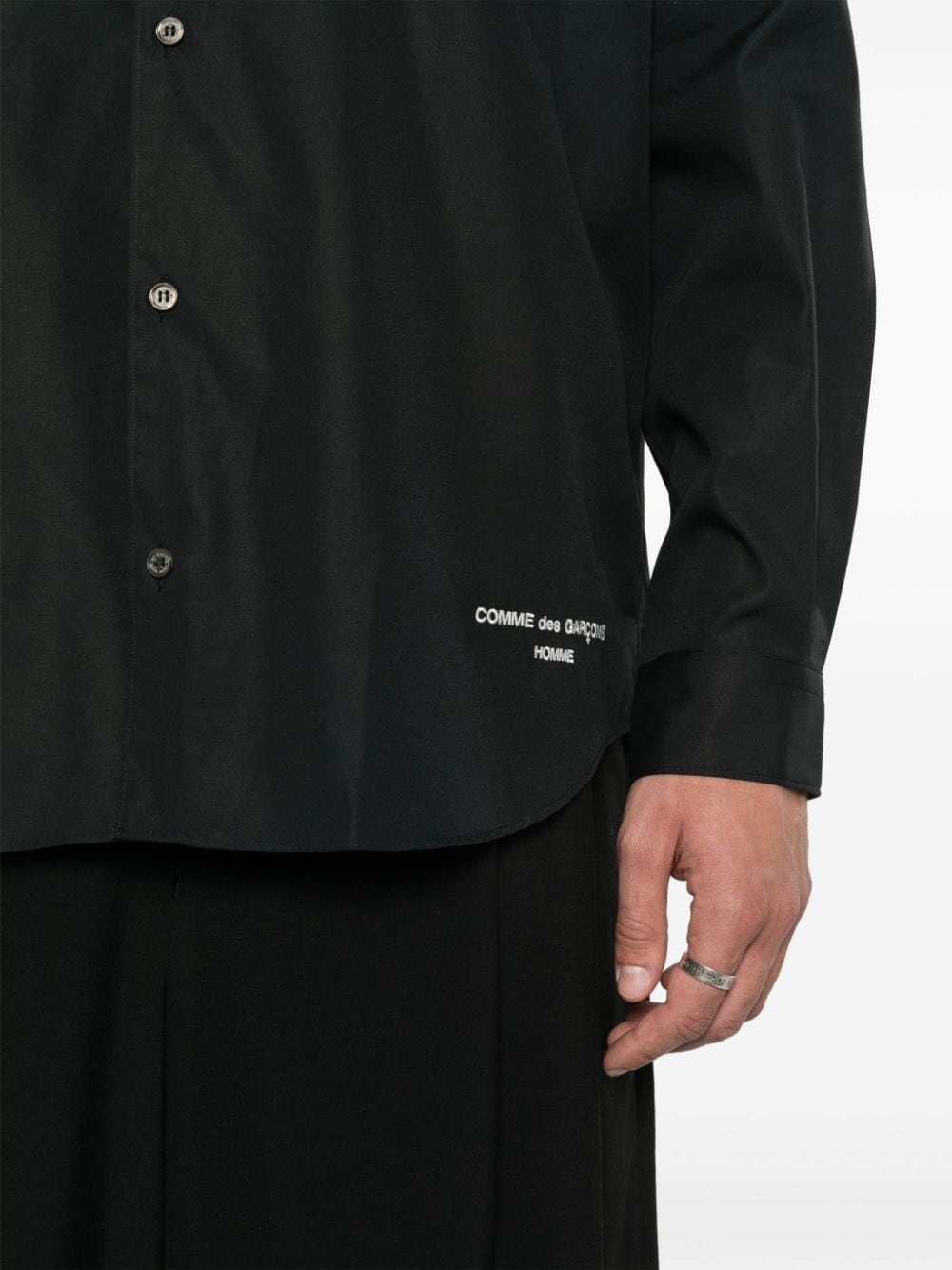 Shop Comme Des Garçons Homme Deux Embroidered-logo Cotton Shirt In Black