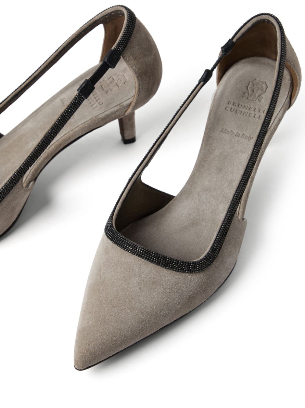 Brunello Cucinelli Suède slingback schoenen 65 mm Grijs