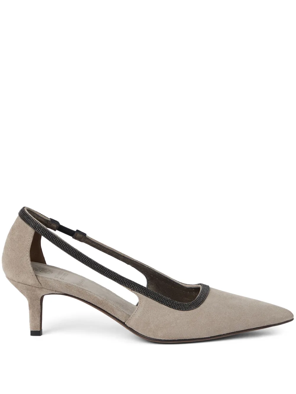 Brunello Cucinelli 65mm Slingback Suede Pumps Grey FARFETCH