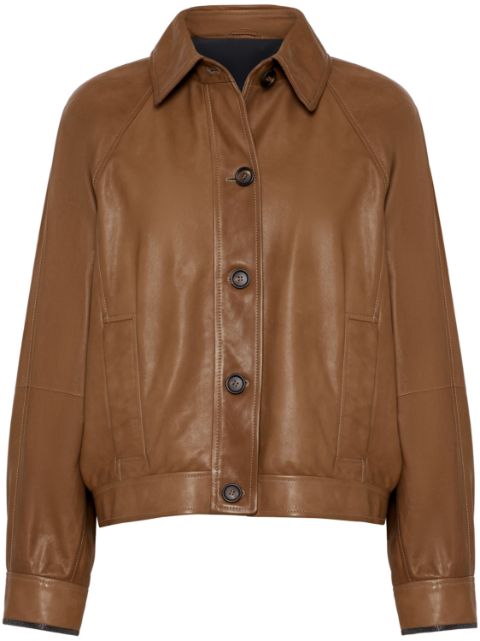 Brunello Cucinelli leather shirt jacket Women