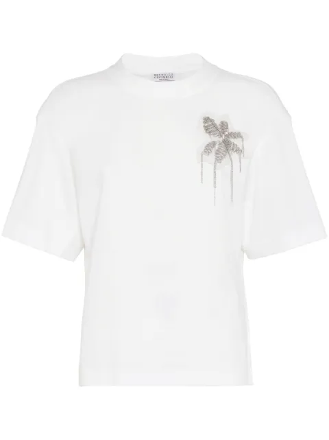Brunello Cucinelli bead-embellished cotton T-shirt