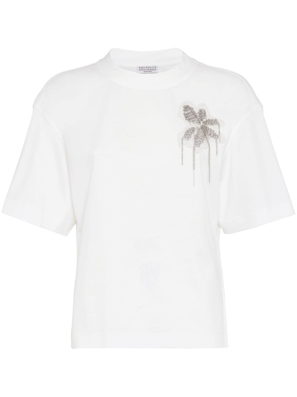 Shop Brunello Cucinelli Bead-embellished Cotton T-shirt In White