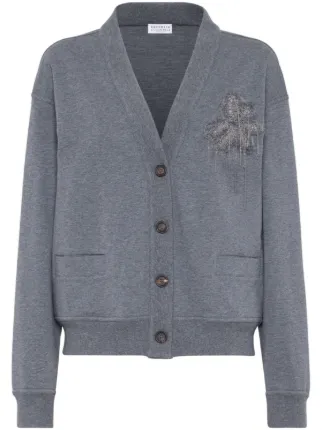 Brunello Cucinelli Monili ビーズトリム カーディガン | グレー 