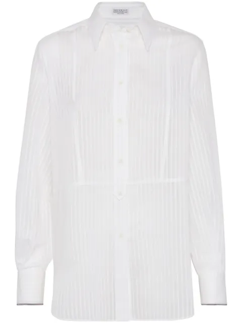 Brunello Cucinelli striped cotton-silk shirt