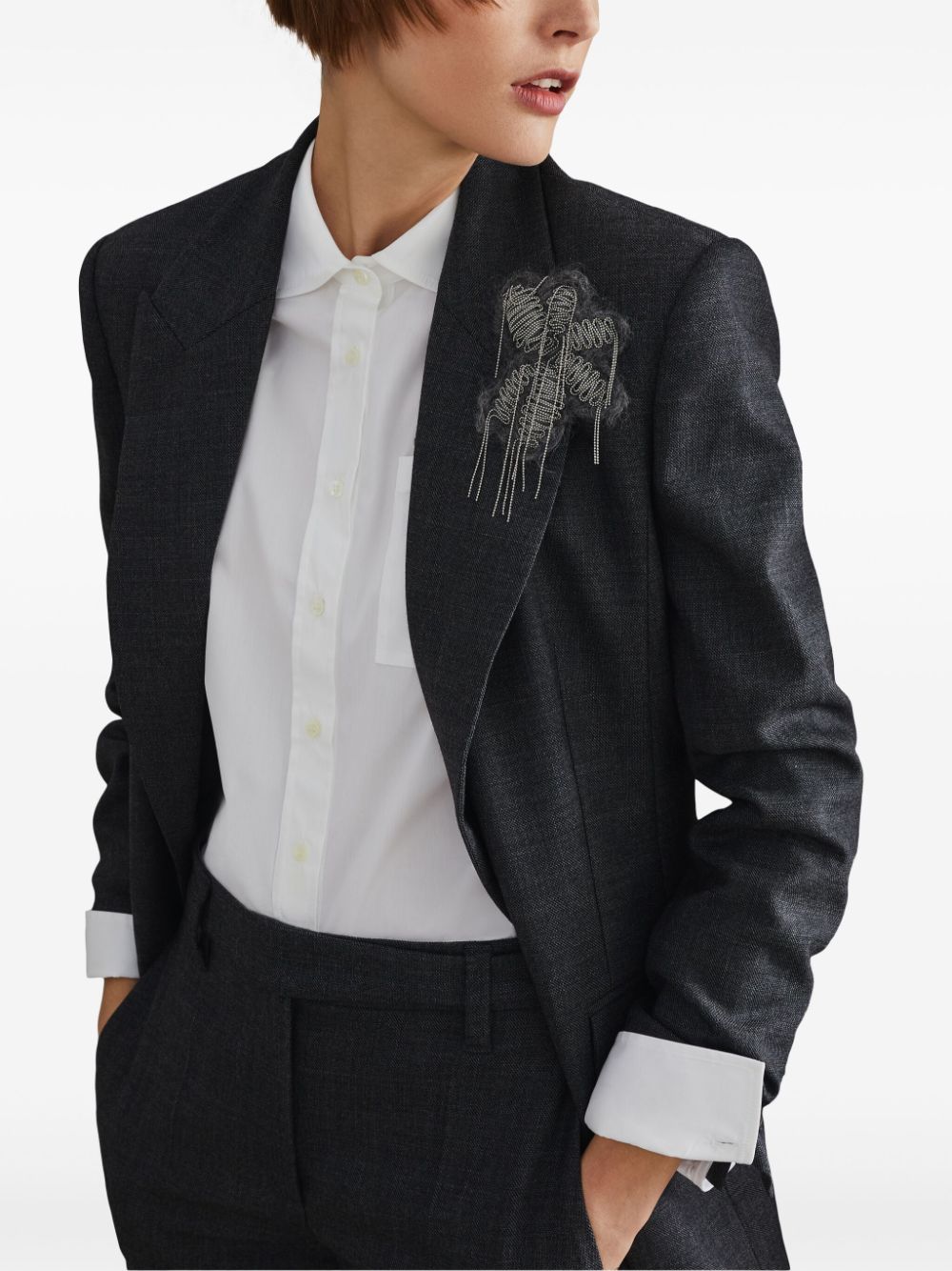 Buy quality for cheap Brunello Cucinelli floral-applique single-breasted blazer Women