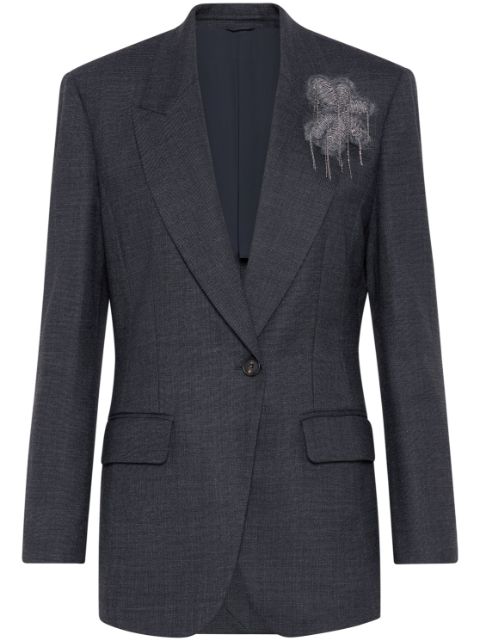 Brunello Cucinelli floral-appliqué single-breasted blazer 