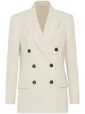 Brunello Cucinelli corduroy double-breasted blazer - White