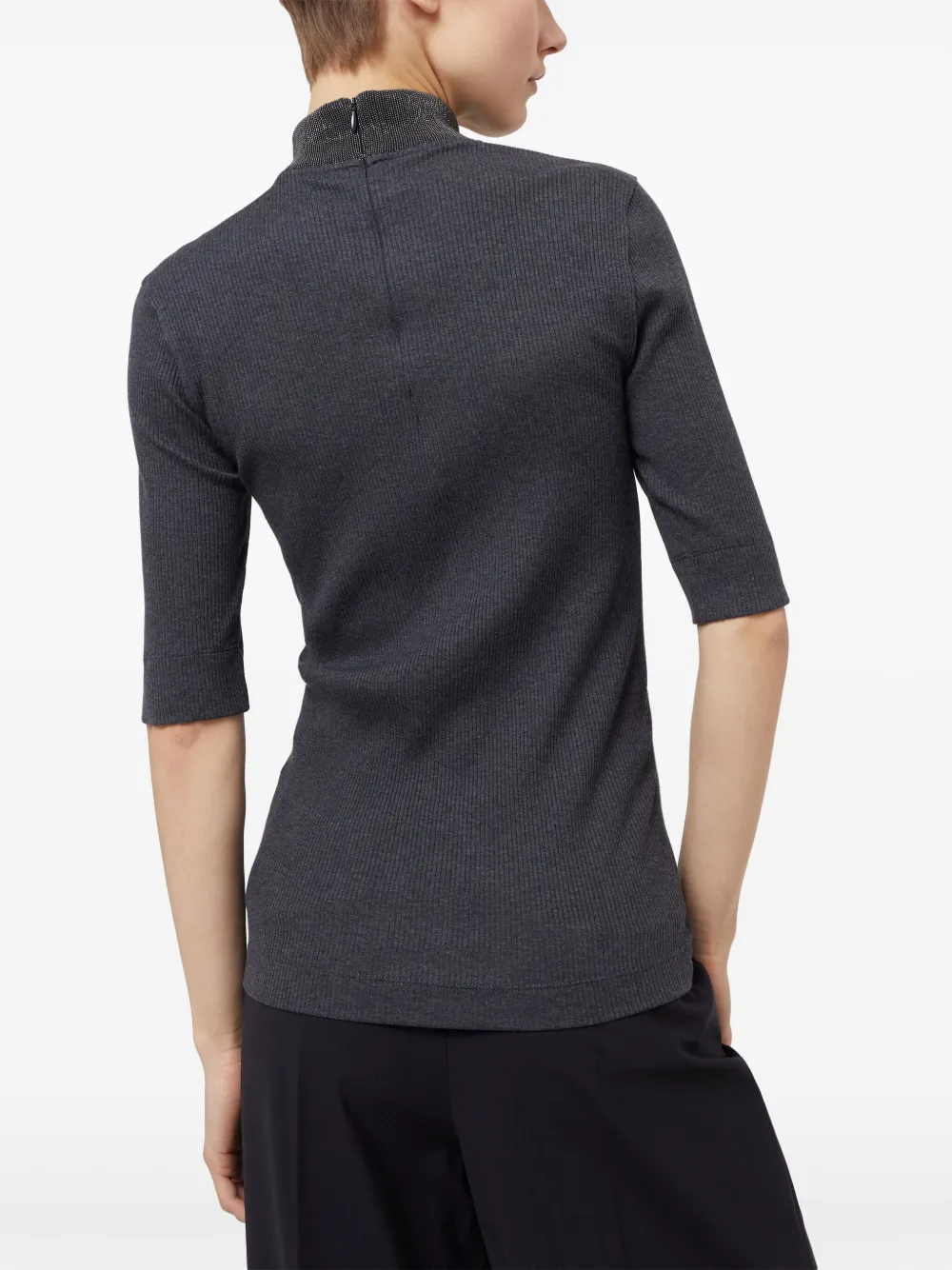 Brunello Cucinelli Geribbeld T-shirt Zwart