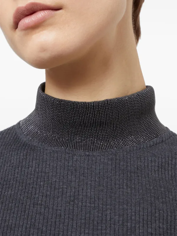 Brunello Cucinelli コットンリブニット ハイネックセーター Brunello Cucinelli コットンリブニット ハイネックセーター