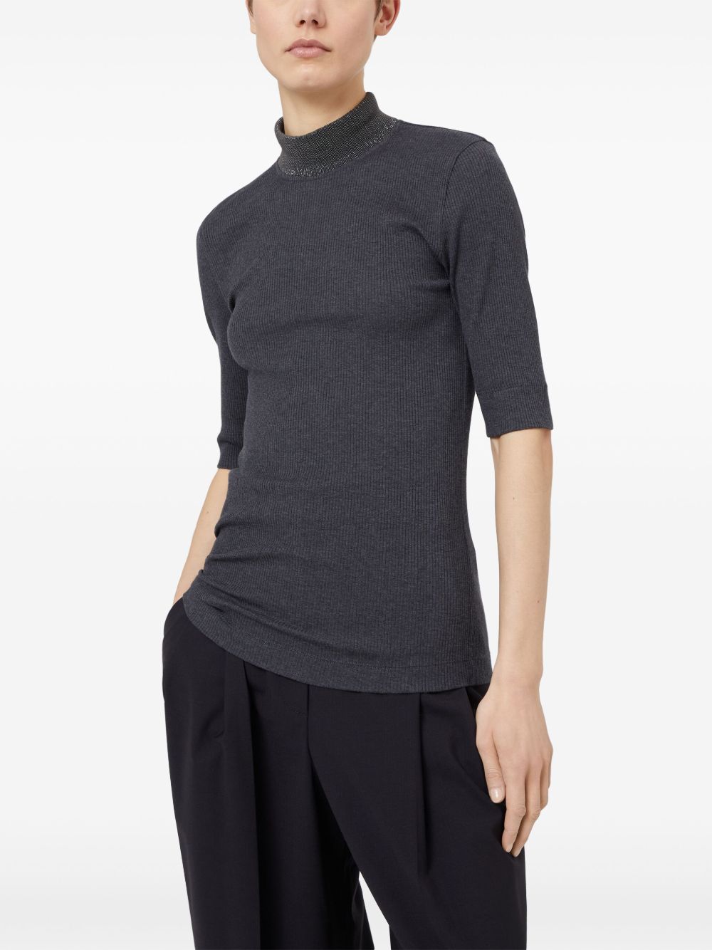 Brunello Cucinelli high-neck ribbed T-shirt Women