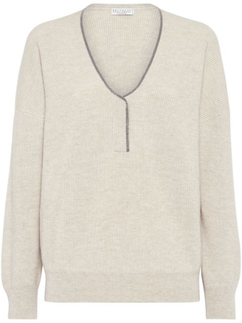 Brunello Cucinelli Monili-trim cashmere jumper Women