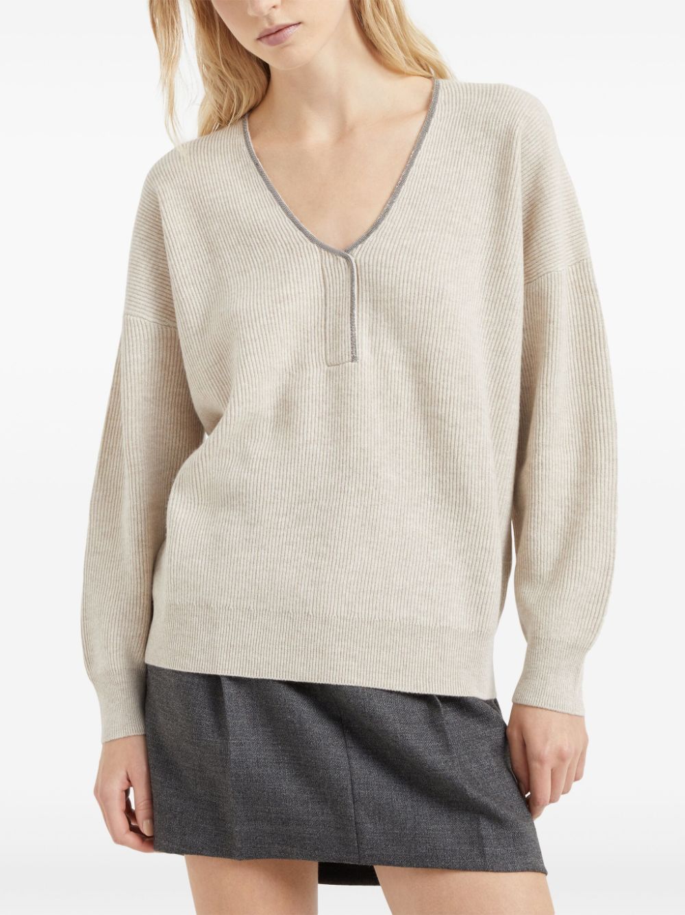 How to shop online Brunello Cucinelli Monili-trim cashmere jumper Women