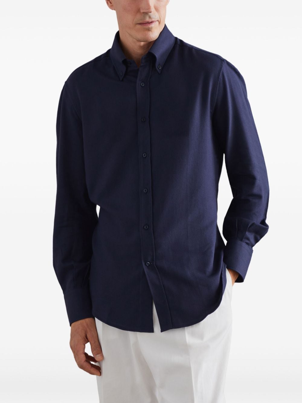 Shop Brunello Cucinelli Long-sleeve Shirt In Blue