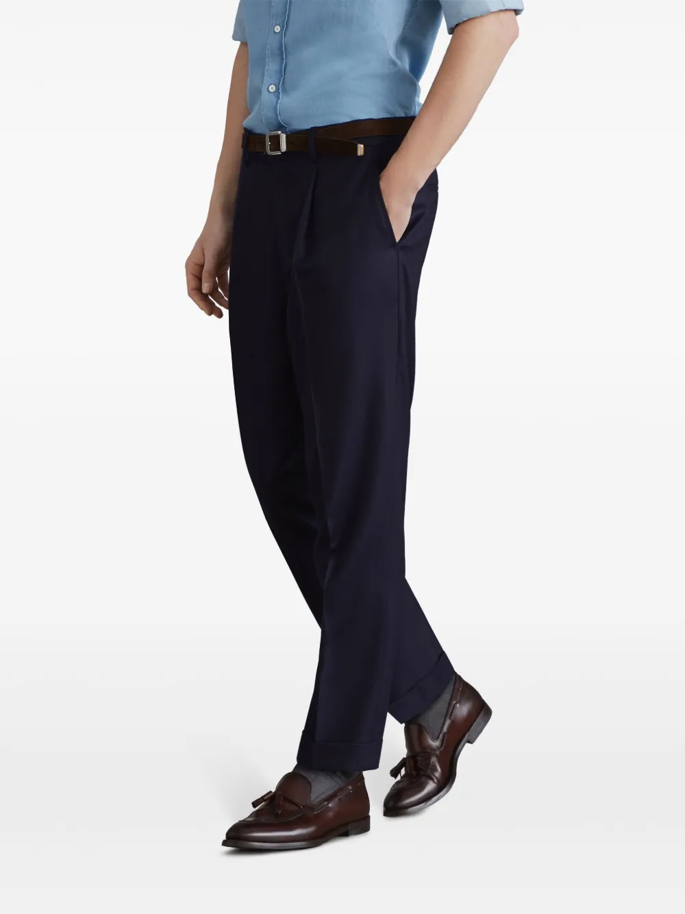 Brunello Cucinelli Broek met toelopende pijpen Blauw