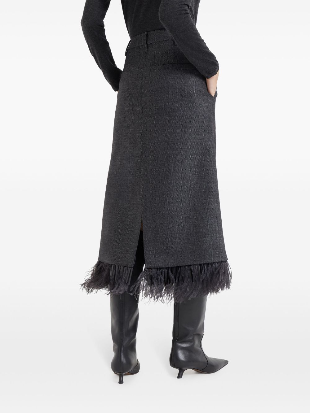 How to get Brunello Cucinelli feather-trimmed wool skirt Women