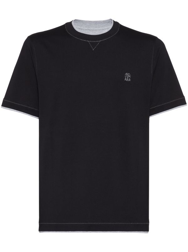 Brunello Cucinelli logo-embroidered Cotton T-shirt | Black | FARFETCH AO