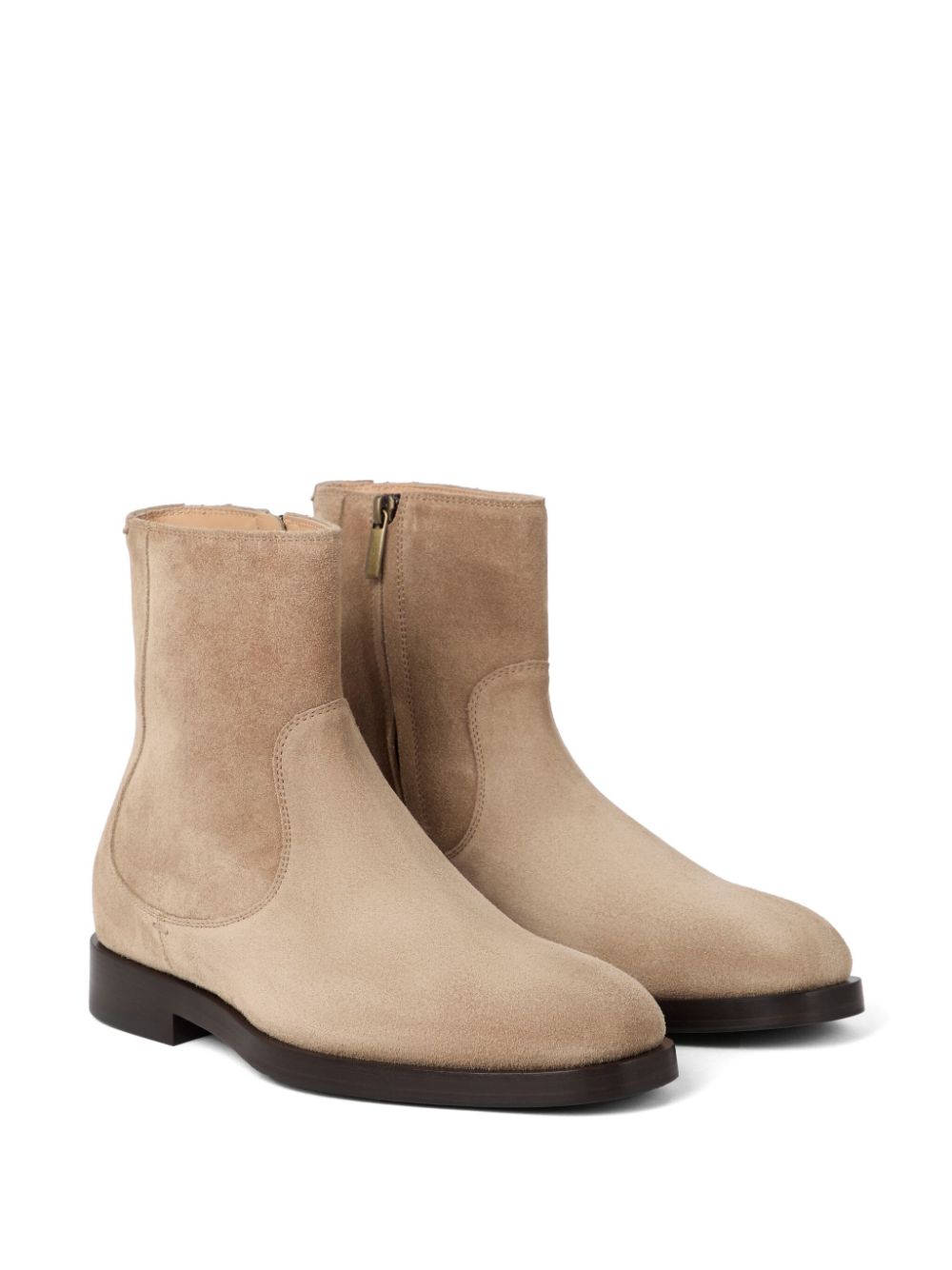 Brunello Cucinelli Leren laarzen met rits Beige