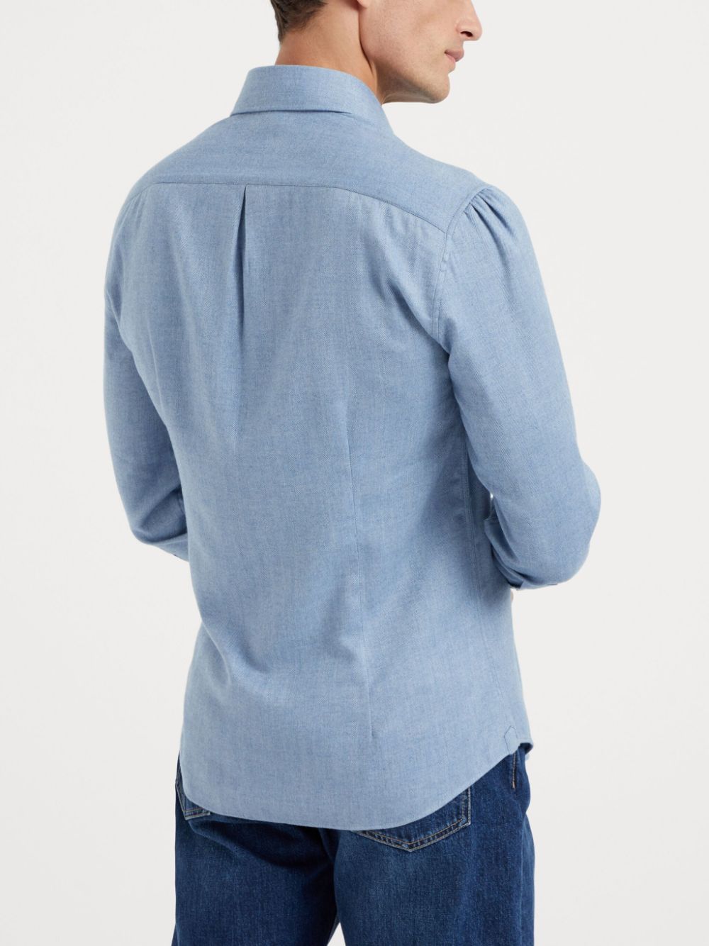 Shop Brunello Cucinelli Spread-collar Shirt In Blue