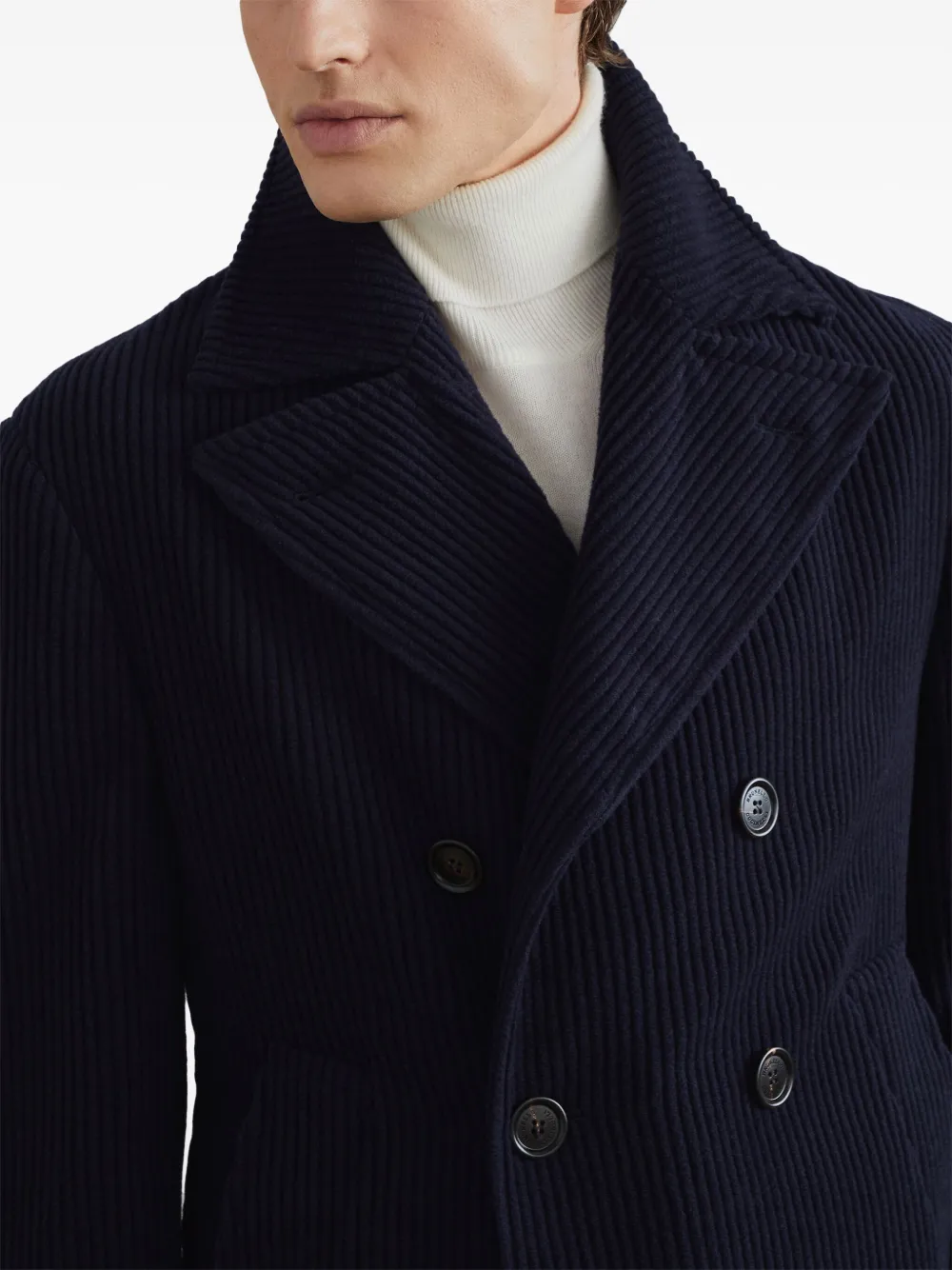 Brunello Cucinelli long-sleeve corduroy peacoat Men