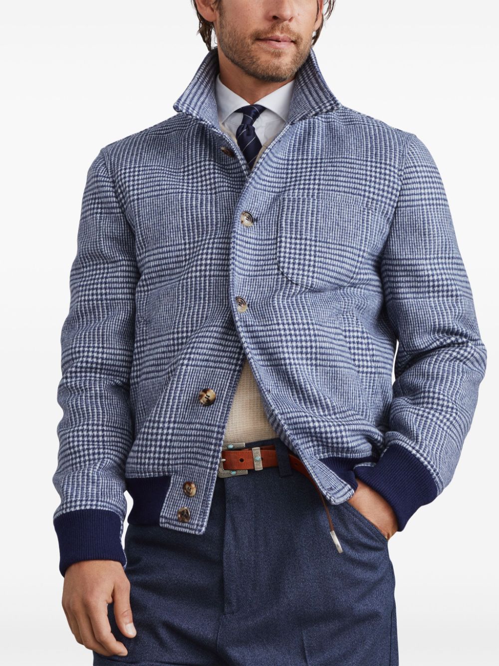 Brunello Cucinelli Geruit shirtjack - Blauw