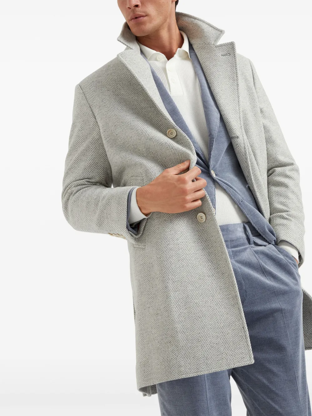 Brunello Cucinelli herringbone coat Men