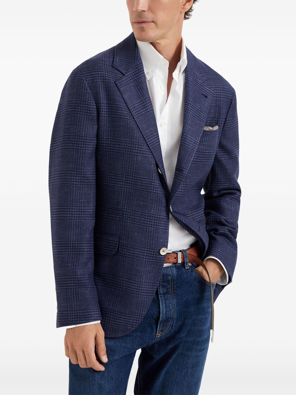 Brunello Cucinelli check-pattern single-breasted blazer Men