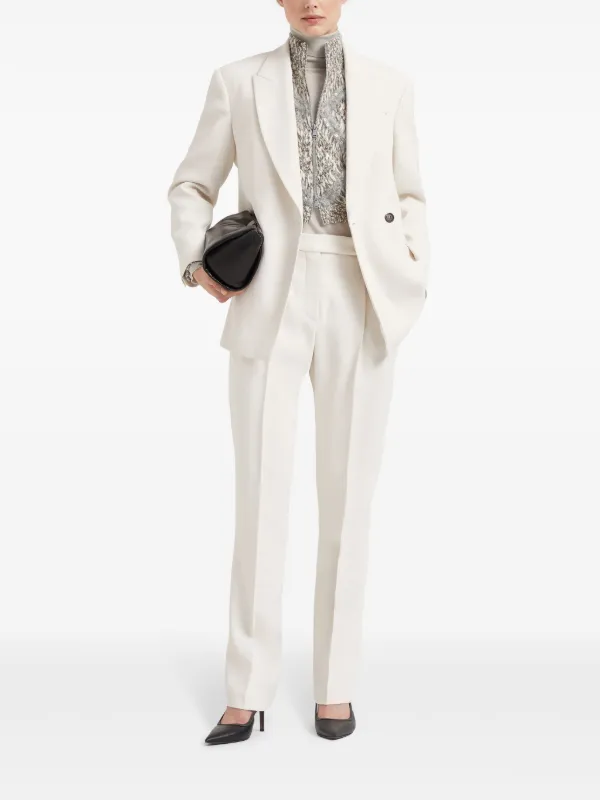 パンツ Brunello Cucinelli Tailored High-Waist Trousers With Relaxed Brunello Cucinelli high-waisted Tailored Trousers | White