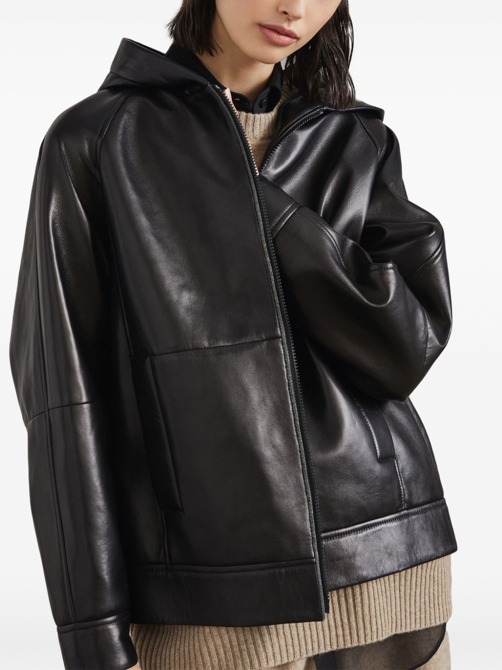 Brunello Cucinelli hooded leather jacket Women