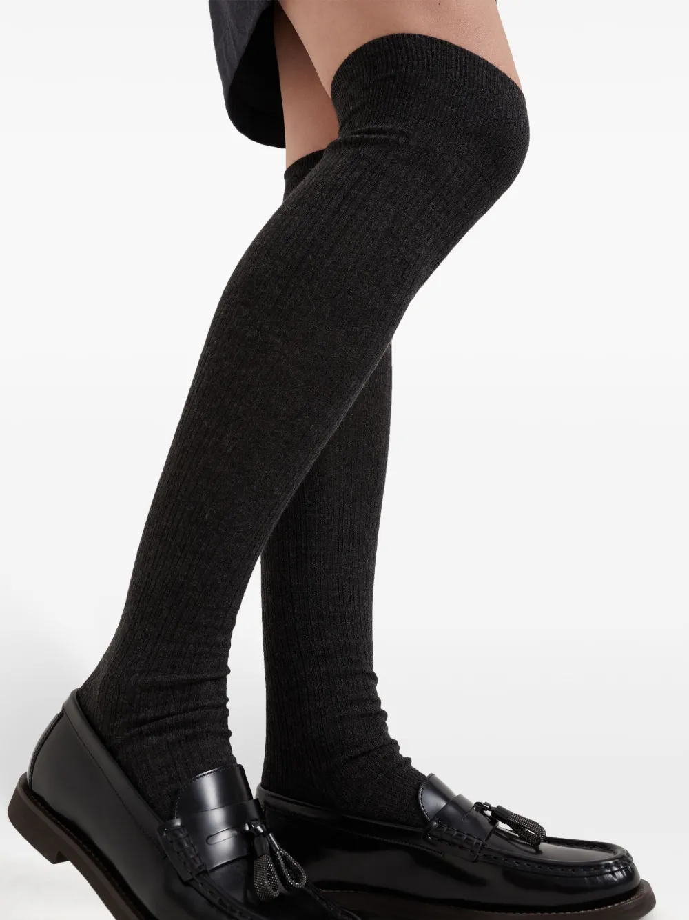 Brunello Cucinelli Ribgebreide sokken Grijs