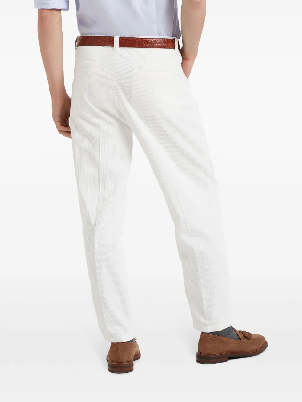 Brunello Cucinelli Katoenen ribfluwelen broek Wit