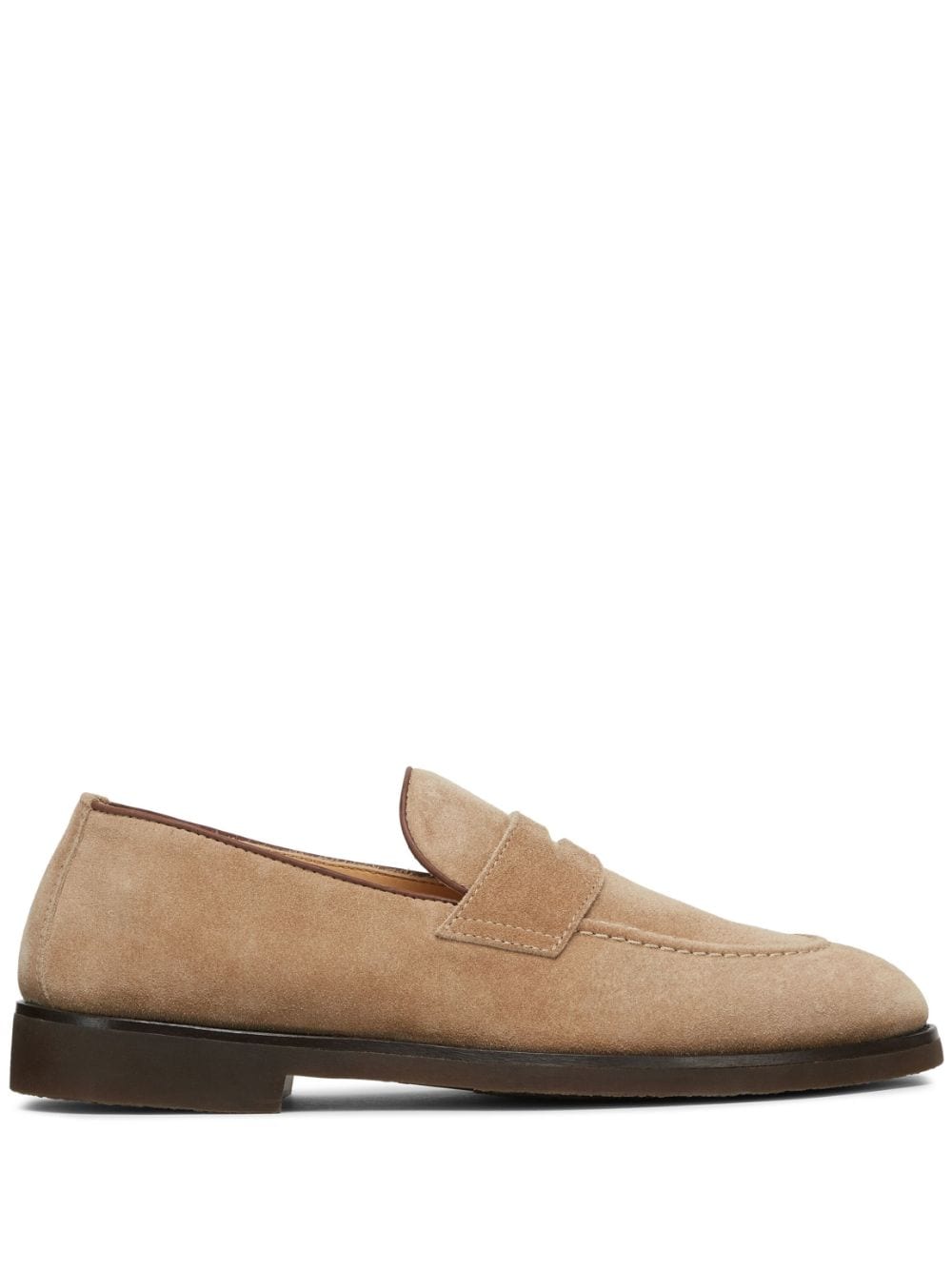 Brunello Cucinelli penny-slot suede loafers Neutrals