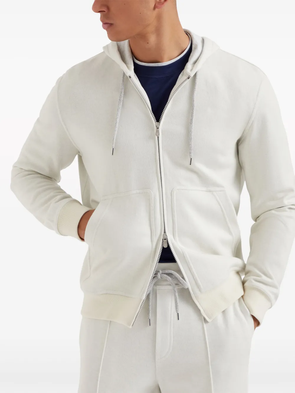 Brunello Cucinelli zip-up jersey hoodie Men