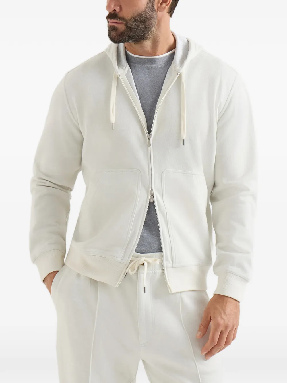 Brunello Cucinelli Hoodie met rits Wit
