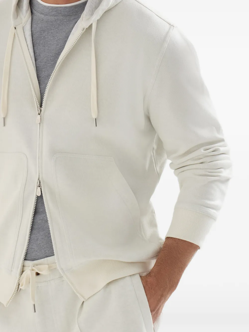 Brunello Cucinelli Hoodie met rits Wit