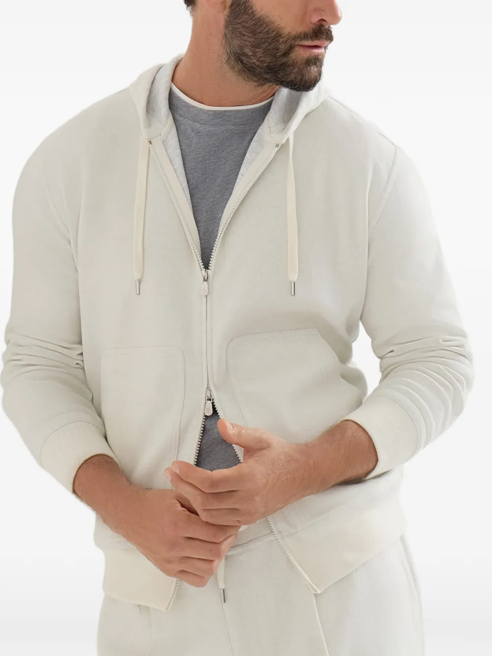 Brunello Cucinelli Hoodie met rits Wit