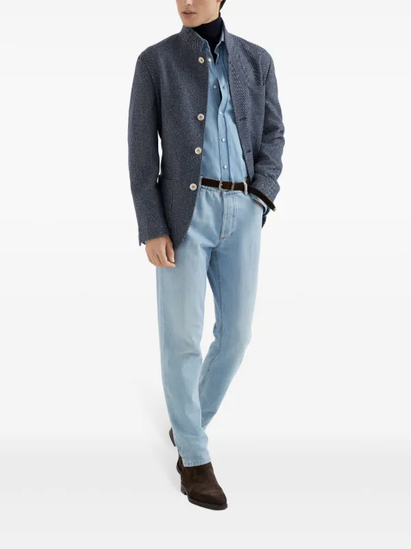 Brunello Cucinelli ヘリンボーン ジャケット | ブルー | FARFETCH JP