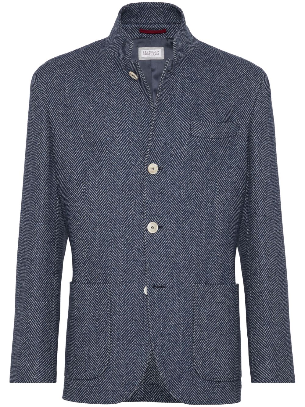 Brunello Cucinelli Waterbestendig jack met visgraatpatroon Blauw