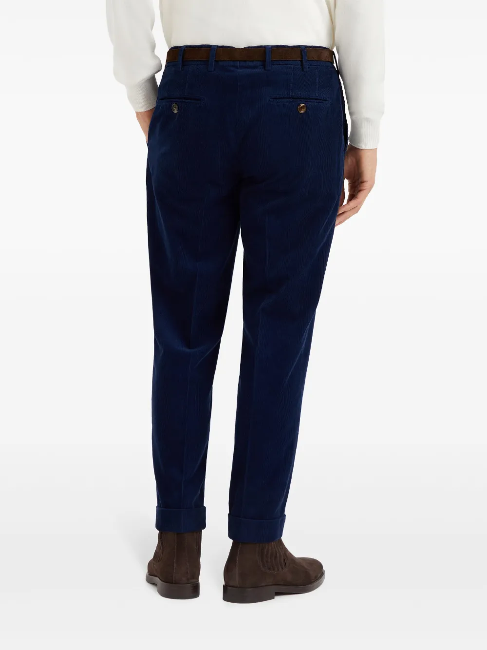 Brunello Cucinelli Ribfluwelen chino Blauw