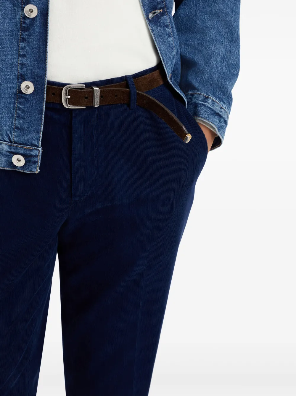 Brunello Cucinelli Ribfluwelen chino Blauw