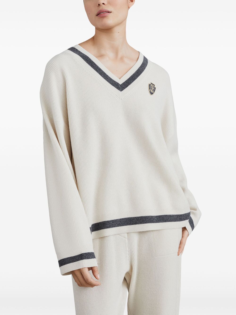 Buy quality cheap products Brunello Cucinelli logo-patch sweater Women