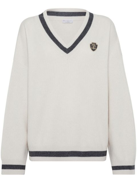 Brunello Cucinelli logo-patch sweater Women