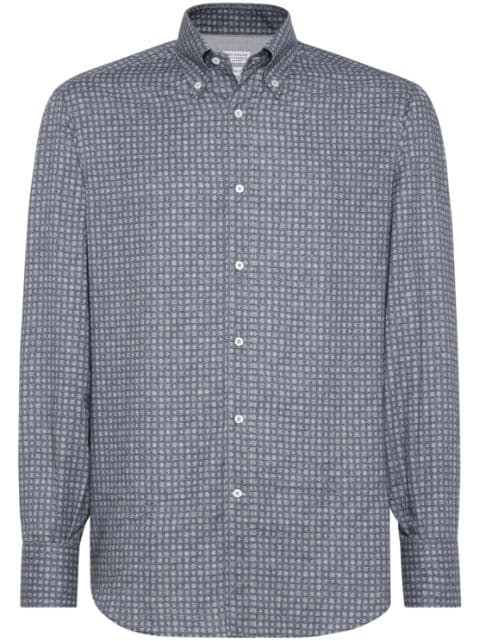 Brunello Cucinelli camisa con estampado geométrico