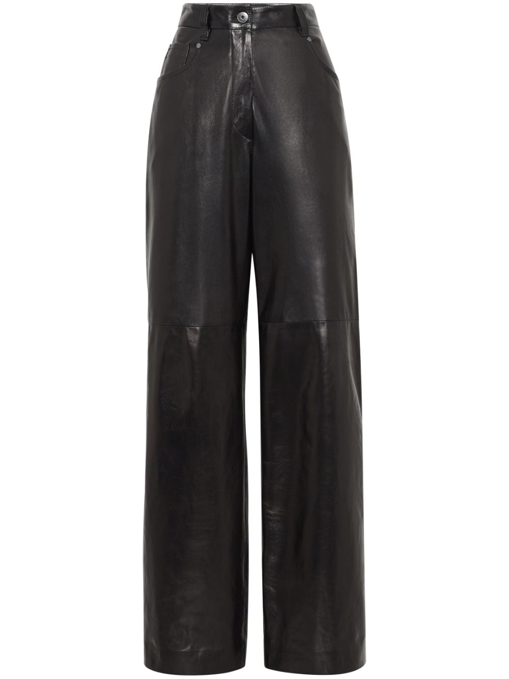 Brunello Cucinelli high-waisted leather trousers - Black