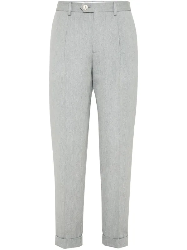 BRUNELLO CUCINELLI ブルネロクチネリ センタープレス パンツ Brunello Cucinelli センタープレス テーパードパンツ | グレー