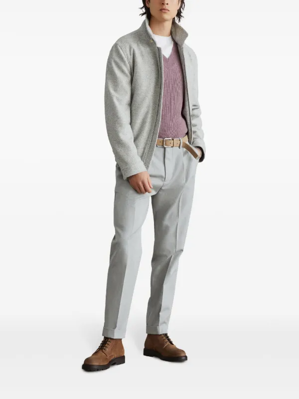 BRUNELLO CUCINELLI ブルネロクチネリ センタープレス パンツ Brunello Cucinelli センタープレス テーパードパンツ | グレー