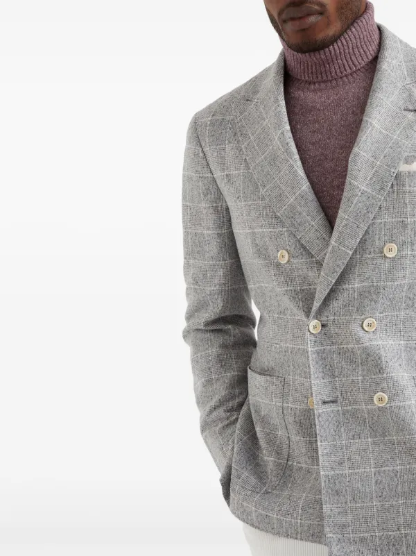 Brunello Cucinelli チェック シングルジャケット | ホワイト